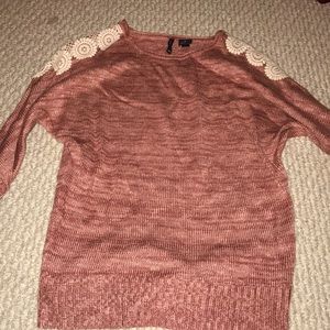 Pink lace embellished sweater